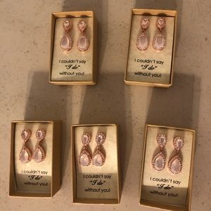 Bridesmaid Earrings - Rose Gold & Opal - 5 pairs